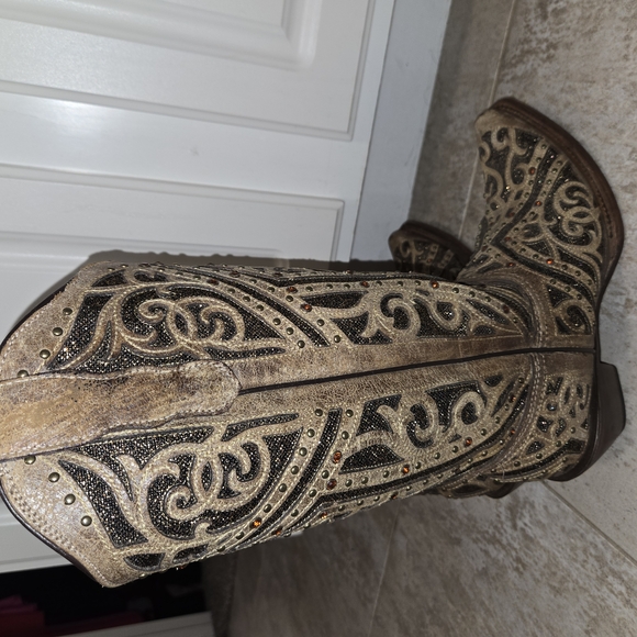 Corral Brown Glitter Western Boots 9.5 - Picture 4 of 7
